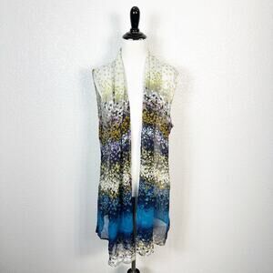 Coldwater Creek Womens Floral Chiffon Scarf Vest Overpiece Topper One Size